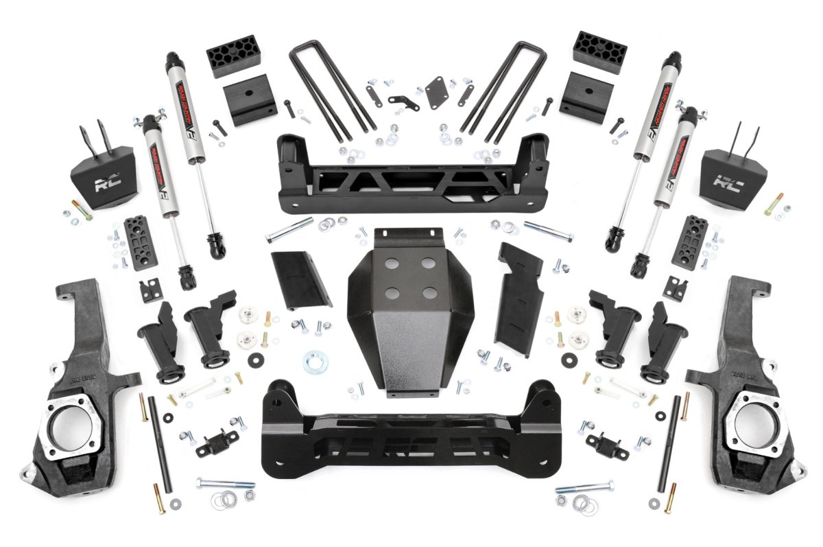 GMC Sierra 2500 HD Suspension Lift Kit - Rough Country - Torsion Drop V2 - Hammer Black - '11-'19